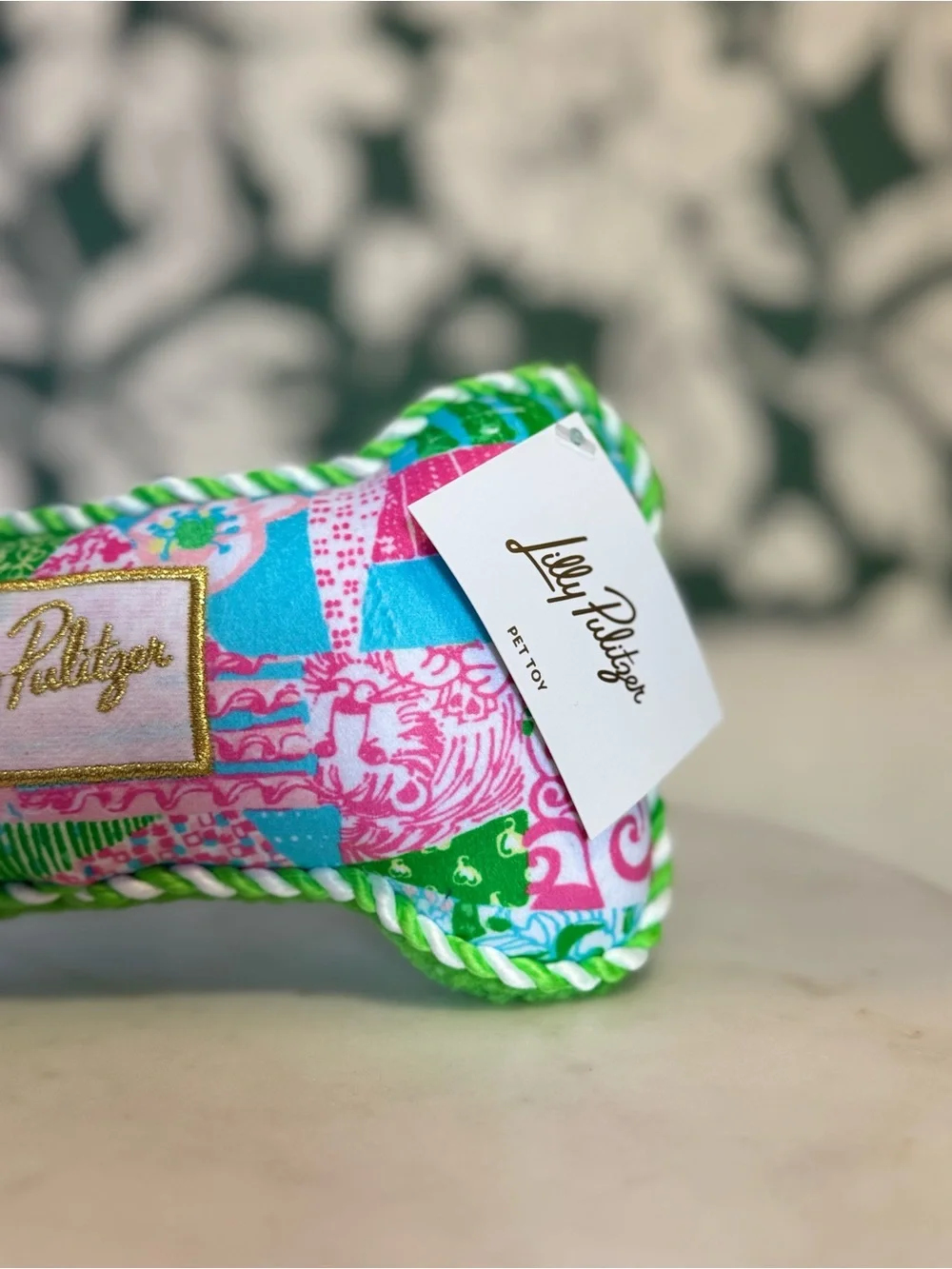 Lilly Pulitzer Pink Blue Green Patchwork Dog Toy NWT